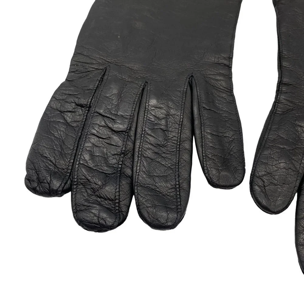 Vintage Coach womens leather driving gloves size 7.5‎ black silk lined Italy